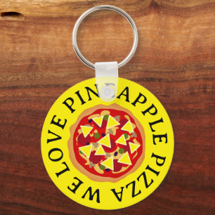 Pineapple pizza lover keychain gift