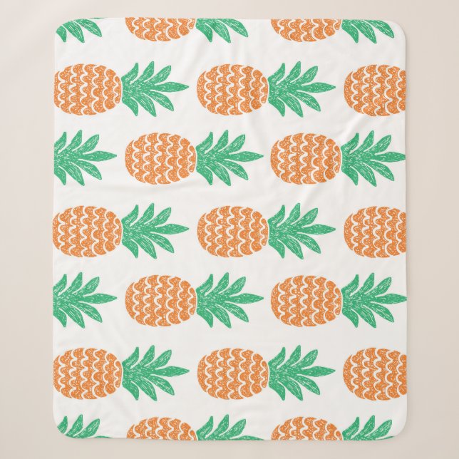Pineapple Play: Fun Pattern Delight. Sherpa Blanket (Front)