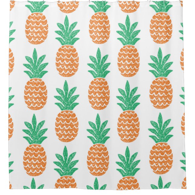 Pineapple Play: Fun Pattern Delight. Shower Curtain (Front)