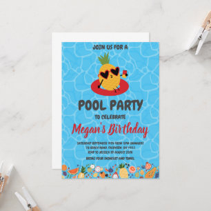 pineapple pool party invitations