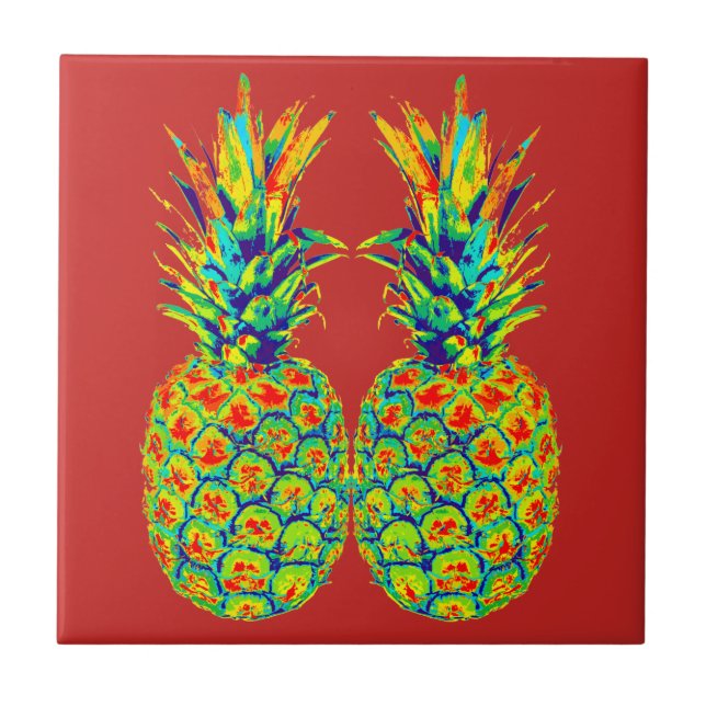 Pineapple Pop Art Ceramic Tile (Front)