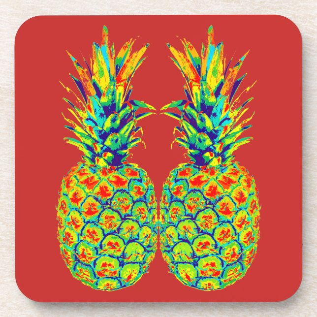 Pineapple Pop Art  Coaster (Front)