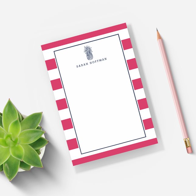 Pineapple Prep | Pink & Navy Personalised Post-it Notes (Creator Uploaded)