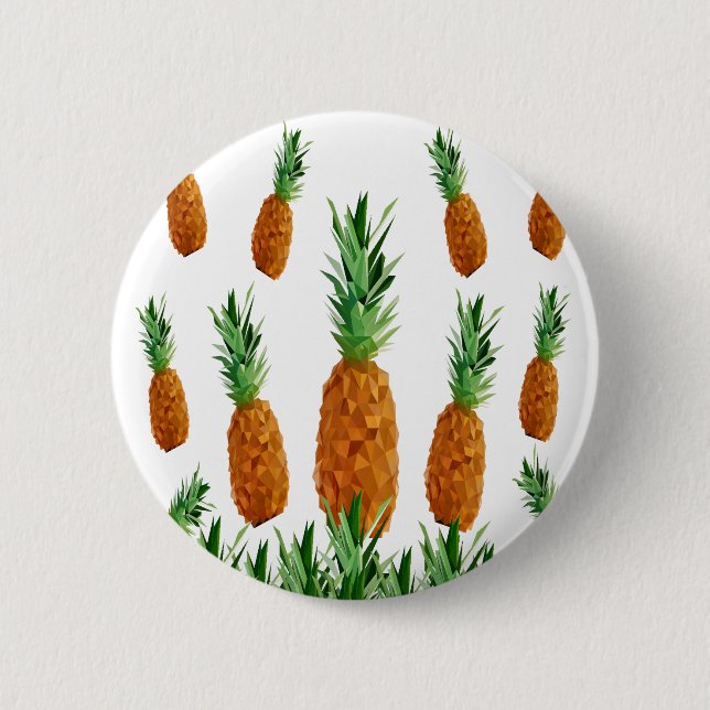 pineapple print polygonal pattern 6 cm round badge (Front)