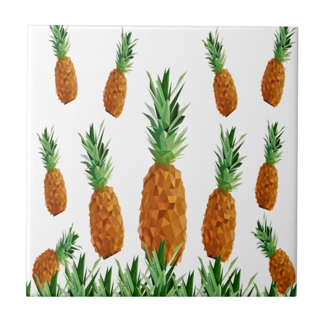 pineapple print polygonal pattern ceramic tile (Front)
