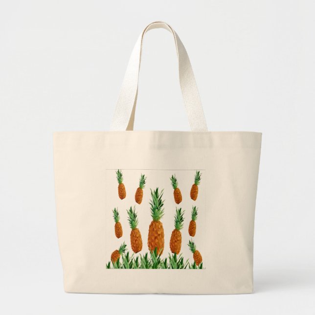pineapple print polygonal pattern large tote bag (Front)