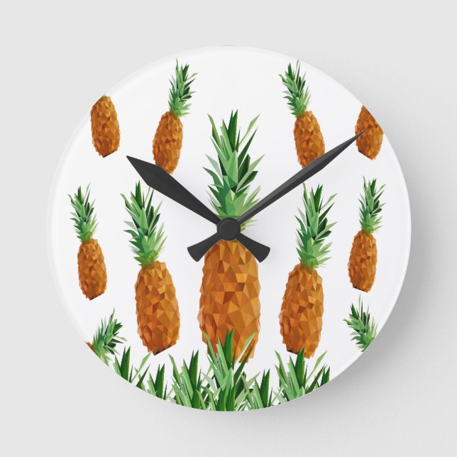 pineapple print polygonal pattern round clock (Front)