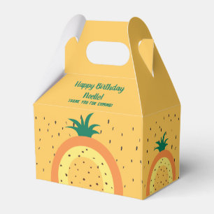 Pineapple Rainbow, Polka Dots, Orange, Birthday Favour Box