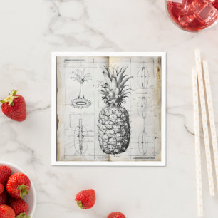 Pineapple Retro Monochromatic Diagram Napkin