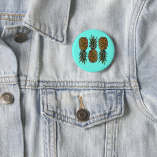 Pineapple Retro Vegan and Vegetarian Vintage Fruit 6 Cm Round Badge