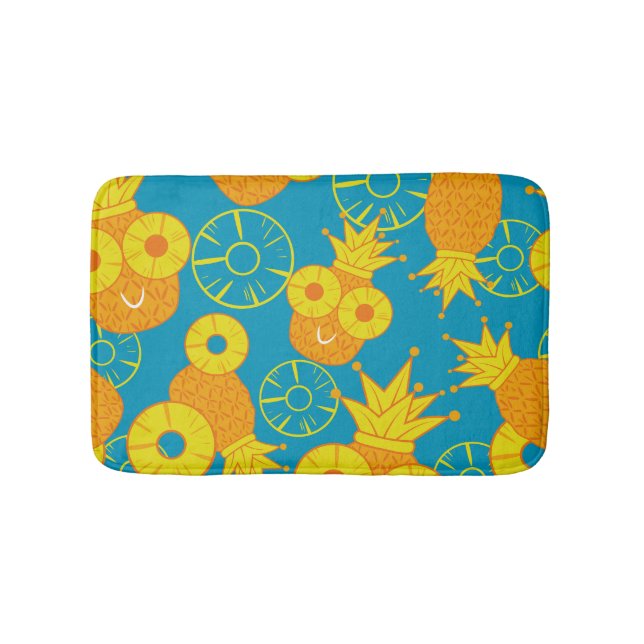 Pineapple Rings: Doodle Cartoon Vintage. Bath Mat (Front)