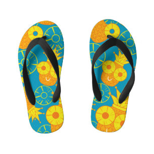 Pineapple Rings: Doodle Cartoon Vintage. Kid's Thongs