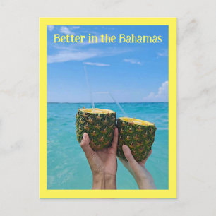 Pineapple rum punch on the beach, Bahamas Postcard