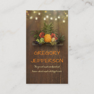 Pineapple Rustic Beach String Lights Tropical Business Card