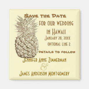 Pineapple Save the Date Classic Yellow Gold Magnet