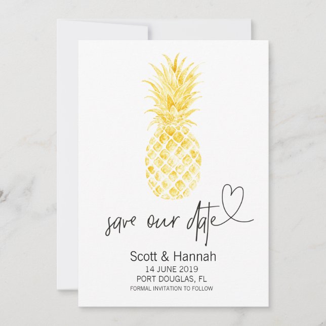Pineapple Save the Date Invitations (Front)