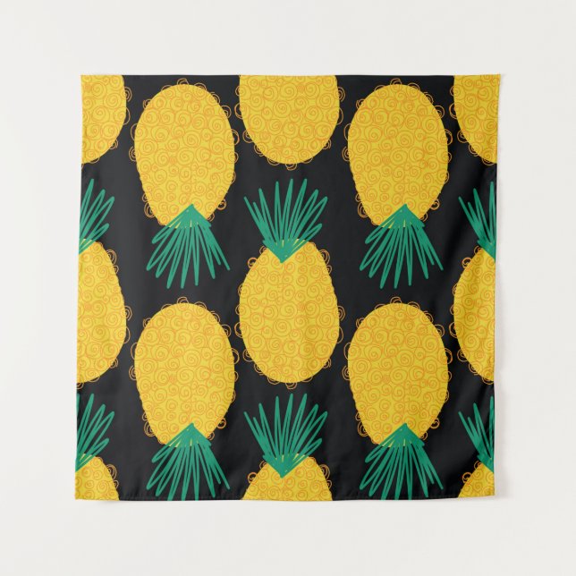 Pineapple seamless abstract pattern. Contemporary  Tapestry (Front)