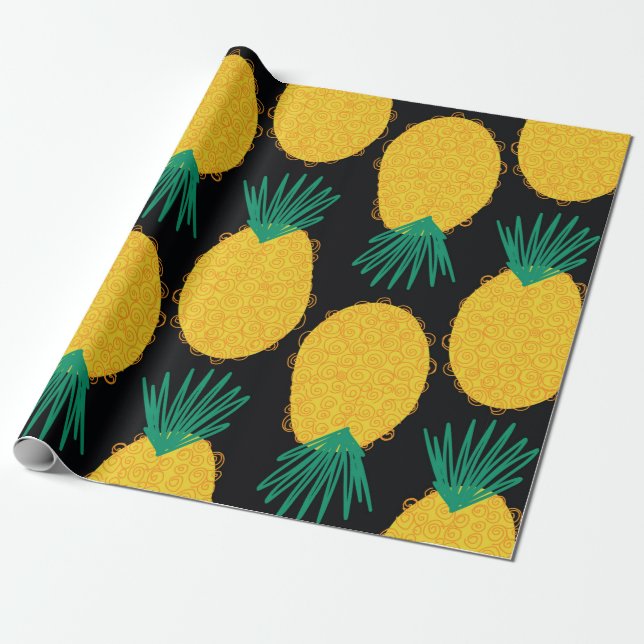 Pineapple seamless abstract pattern. Contemporary  Wrapping Paper (Unrolled)