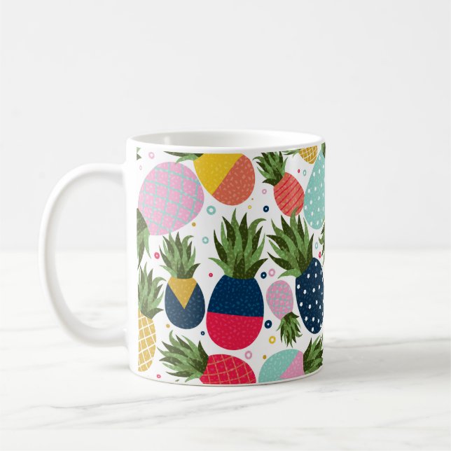 Pineapple seamless pattern illustration, colourful coffee mug (Left)