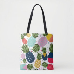 Pineapple seamless pattern illustration, colourful tote bag
