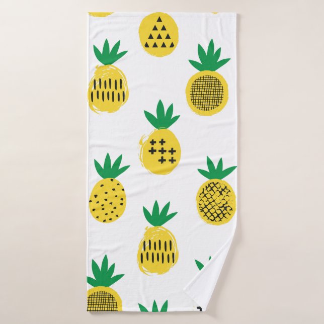 Pineapple seamless pattern. Kid design.  Bath Towel (Bath Towel)
