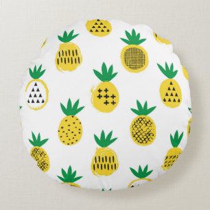 Pineapple seamless pattern. Kid design. Round Cushion