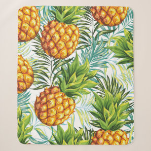Pineapple. Seamless pattern. Vintage floral patter Sherpa Blanket