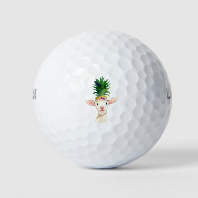 Pineapple Sheep Lamb Carnival Golf Balls (Front)