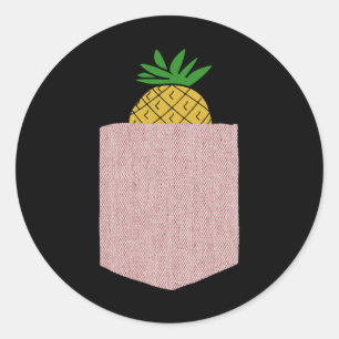 Pineapple Shirt Pineapple Fruit Gift Pocket Pineap Classic Round Sticker