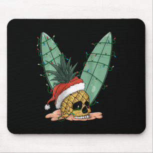 Pineapple Skull Christmas In July Santa Hat For Su Mouse Pad