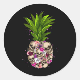Pineapple Skull Funny Aloha Beaches Hawaiian Hawai Classic Round Sticker