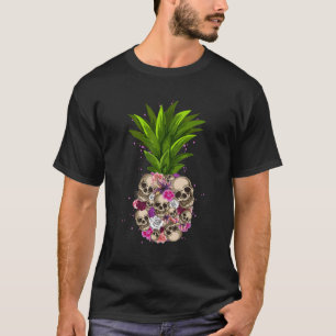 Pineapple Skull Funny Aloha Beaches Hawaiian Hawai T-Shirt