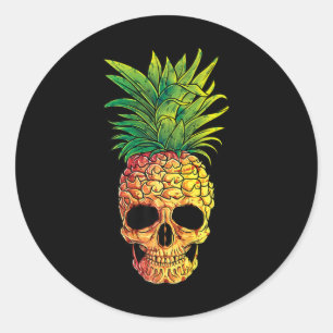 Pineapple Skull T Shirt Aloha Beaches Hawaiian Haw Classic Round Sticker