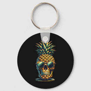 Pineapple Skull T Shirt Aloha Beaches Hawaiian Haw Key Ring