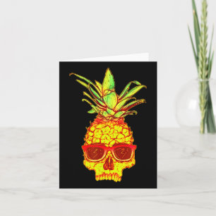 Pineapple Skull With Sungles Retro Tropical Aesthe Card