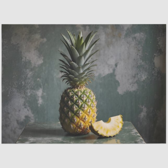 Pineapple & Slice Rustic Grunge Decoupage  Tissue Paper (Front)