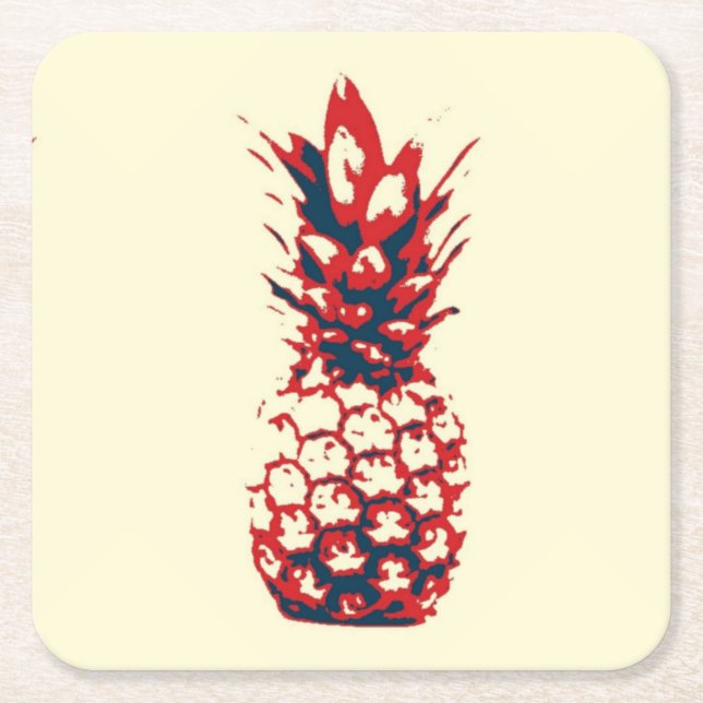 Pineapple Square Paper Coaster (Front)