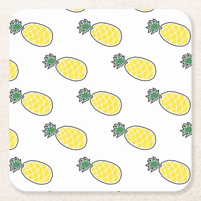 Pineapple Square Paper Coaster (Front)