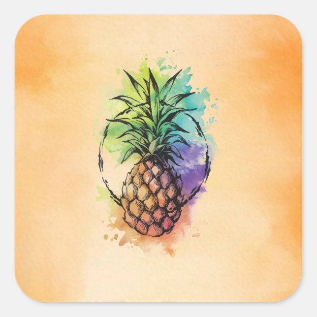 Pineapple Square Sticker (Front)