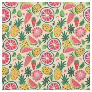 Pineapple, Strawberry, Citrus & Dragon Fruit Fabric