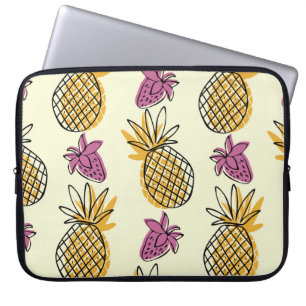 Pineapple, strawberry vintage textile design. laptop sleeve