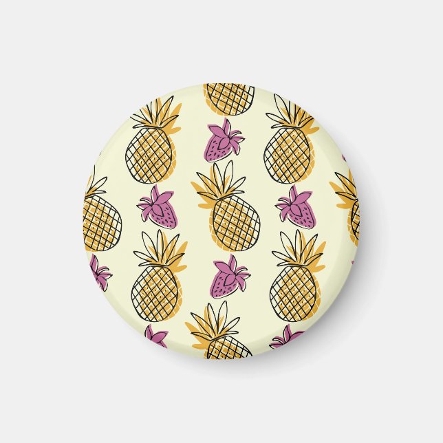 Pineapple, strawberry vintage textile design. magnet (Front)