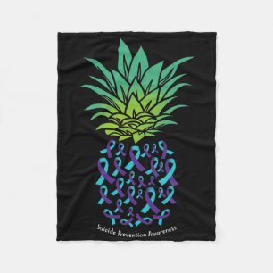 Pineapple Suicide Prevention Awareness Ribbon Fleece Blanket