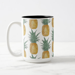 Pineapple summer tropical tropics Two-Tone coffee mug
