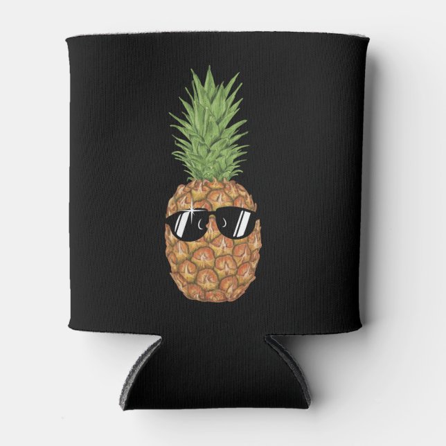 Pineapple Sunglasses Aloha Beaches Can Cooler (Front)