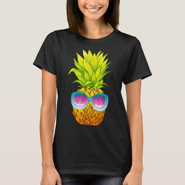 Pineapple Sunglasses Beach Funny Summer T-Shirt (Front)