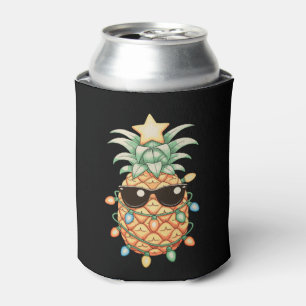 Pineapple Sunglasses Christmas Lights Xmas Holiday Can Cooler