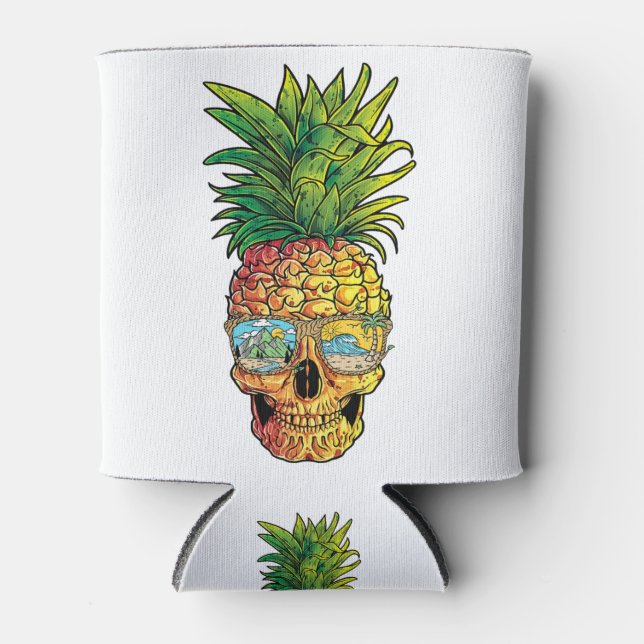 Pineapple Sunglasses T shirt Aloha Beaches Can Cooler (Front)