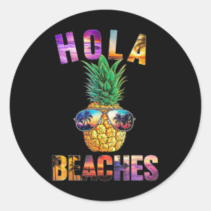 Pineapple Sungles Aloha Beaches Hawaii Hawaiian Wo Classic Round Sticker