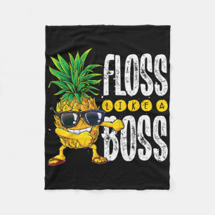 Pineapple Sungles Floss Like A Boss T Shirt Aloha Fleece Blanket